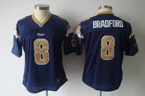 Rams #8 Sam Bradford Blue Women's Team Color Stitched NFL Jersey